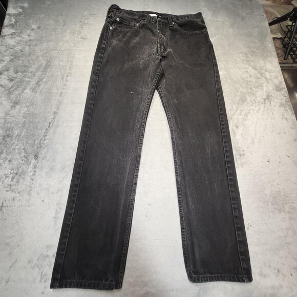 Levis 505 Jeans Mens 34x31 Black Denim Straight Leg Zip Fly Classic 5 Pocket - Picture 1 of 12